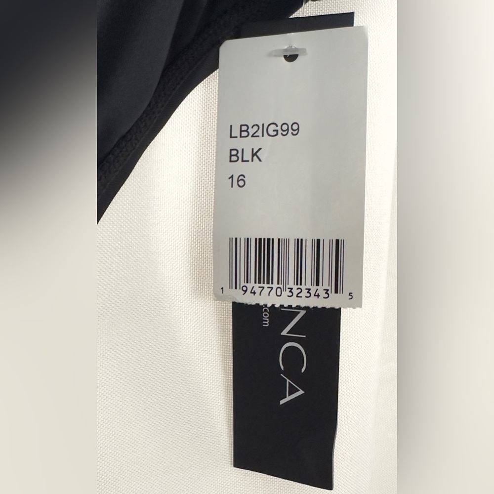 LA BLANCA Island Goddess Crossover Front High Waist Cheeky Bottom Black 16.  NWT - Picture 7 of 9